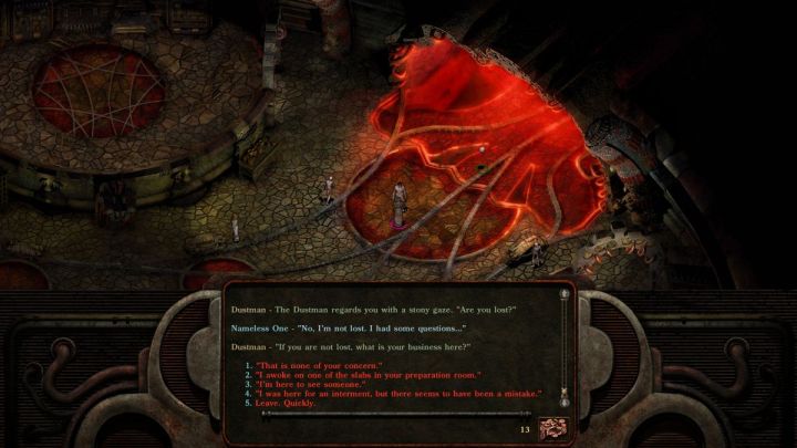 Screenshot of Planescape's dialogue system